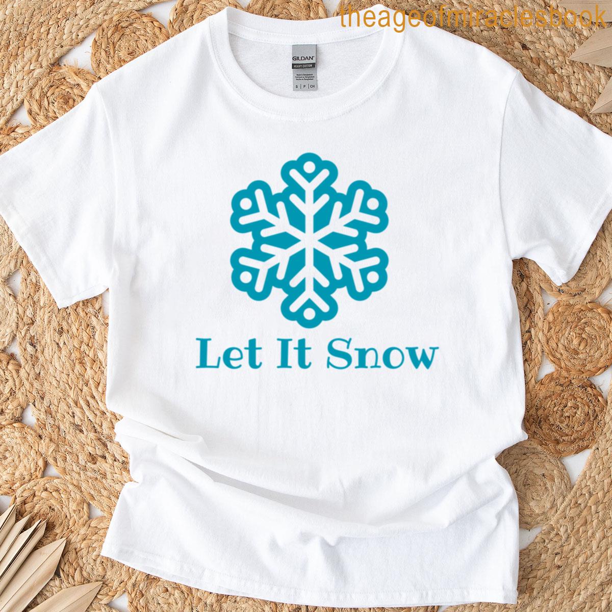 Turquoise Let It Snow Snowflake Design T-shirt