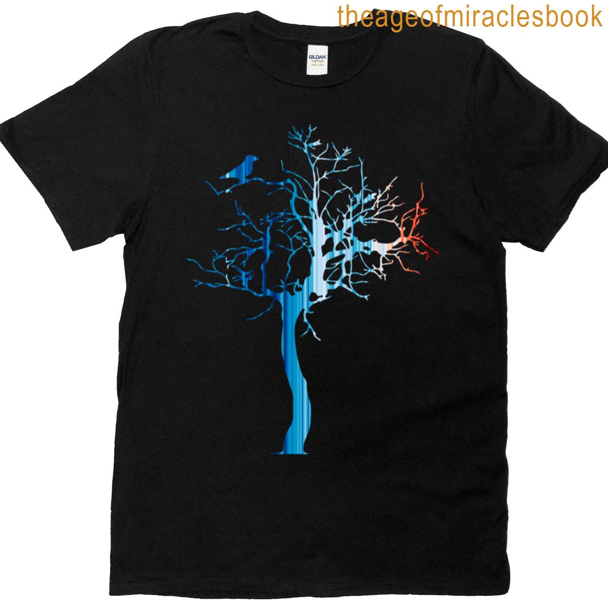 Climate Change Stripes – Dying Tree With Bird T-shirt