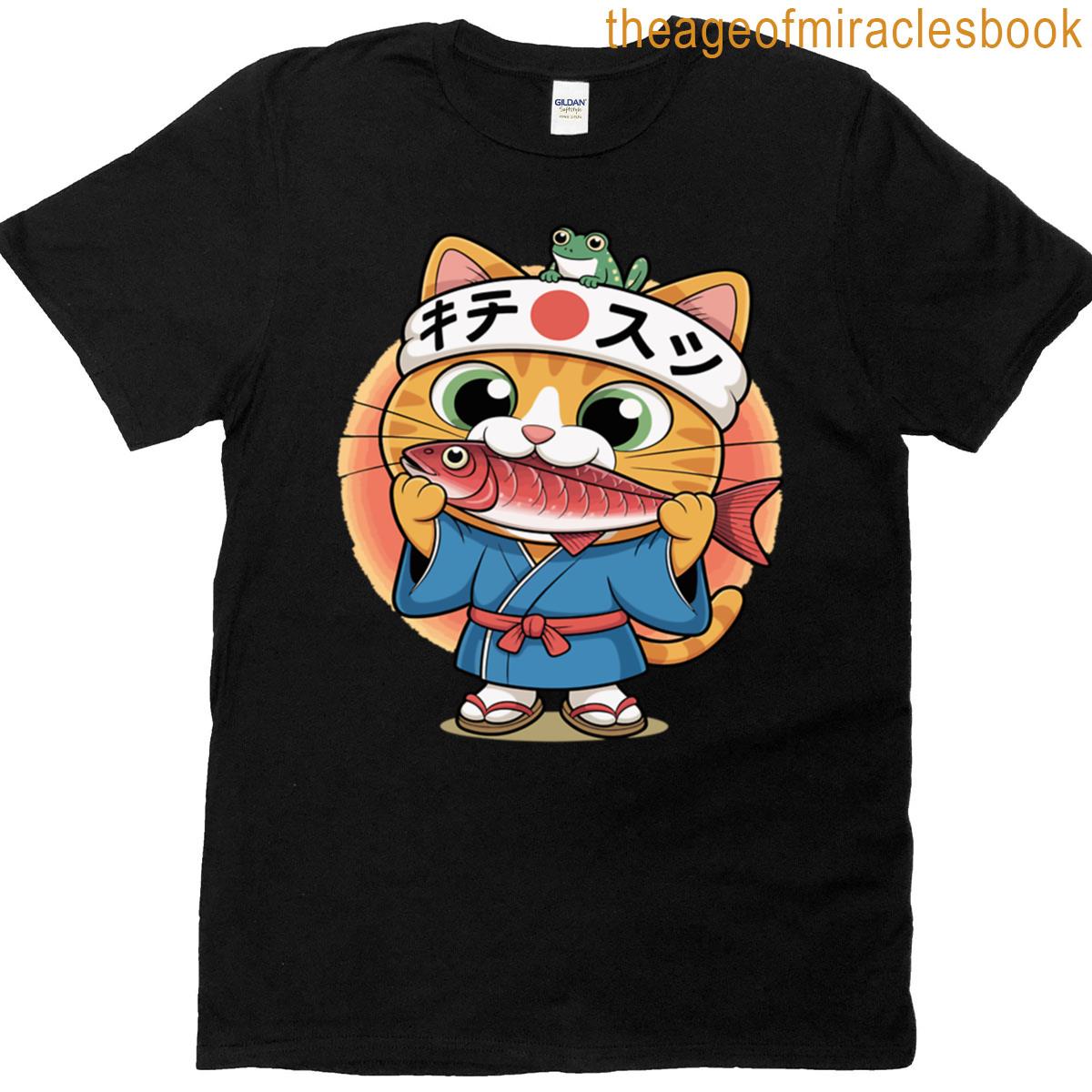 Sushi Cat With Fish And Frog T-shirt