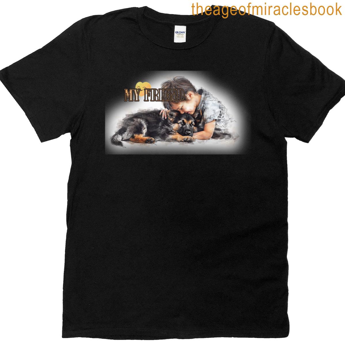 Boy With A German Shepherd Puppy T-shirt