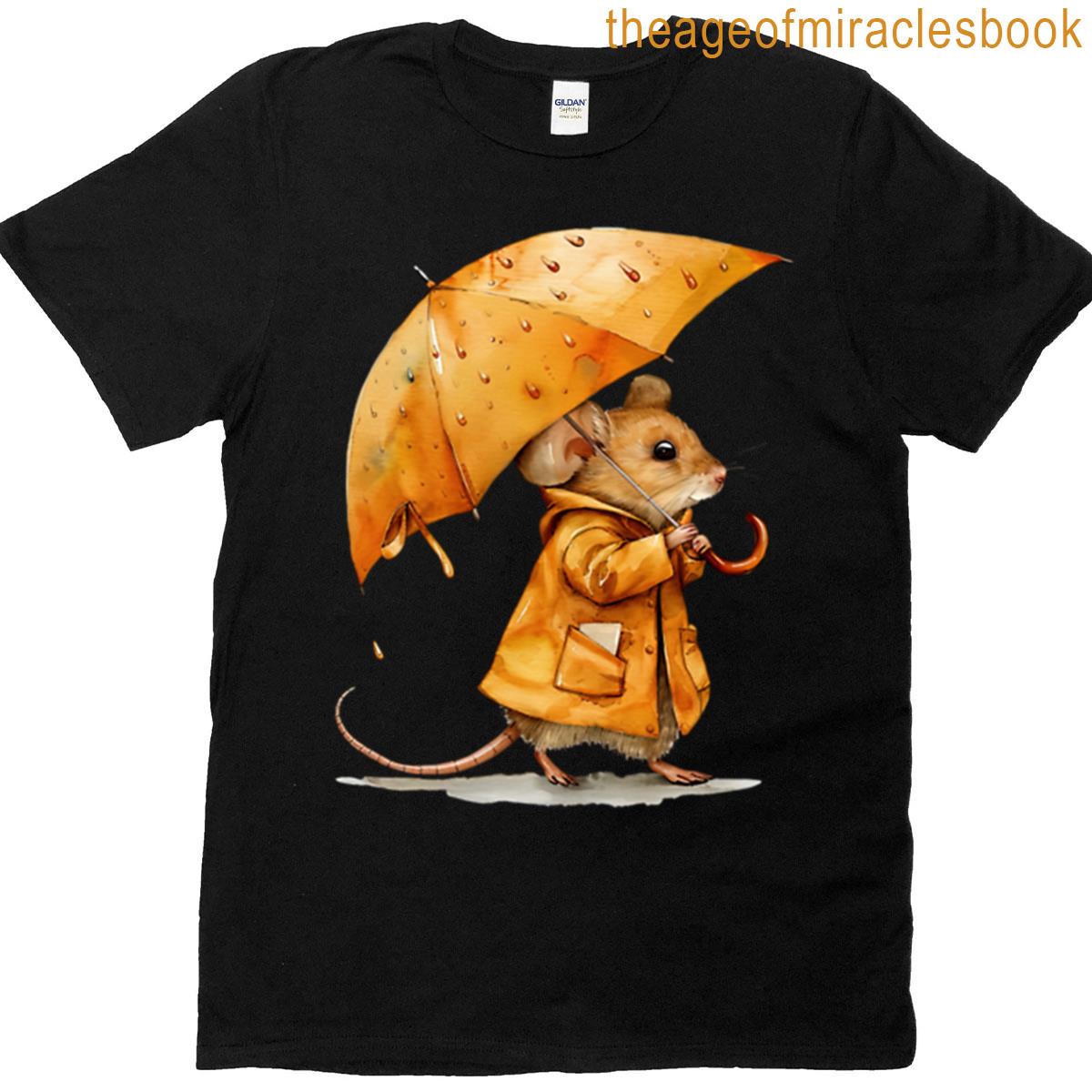 Mouse In Raincoat With Umbrella T-shirt