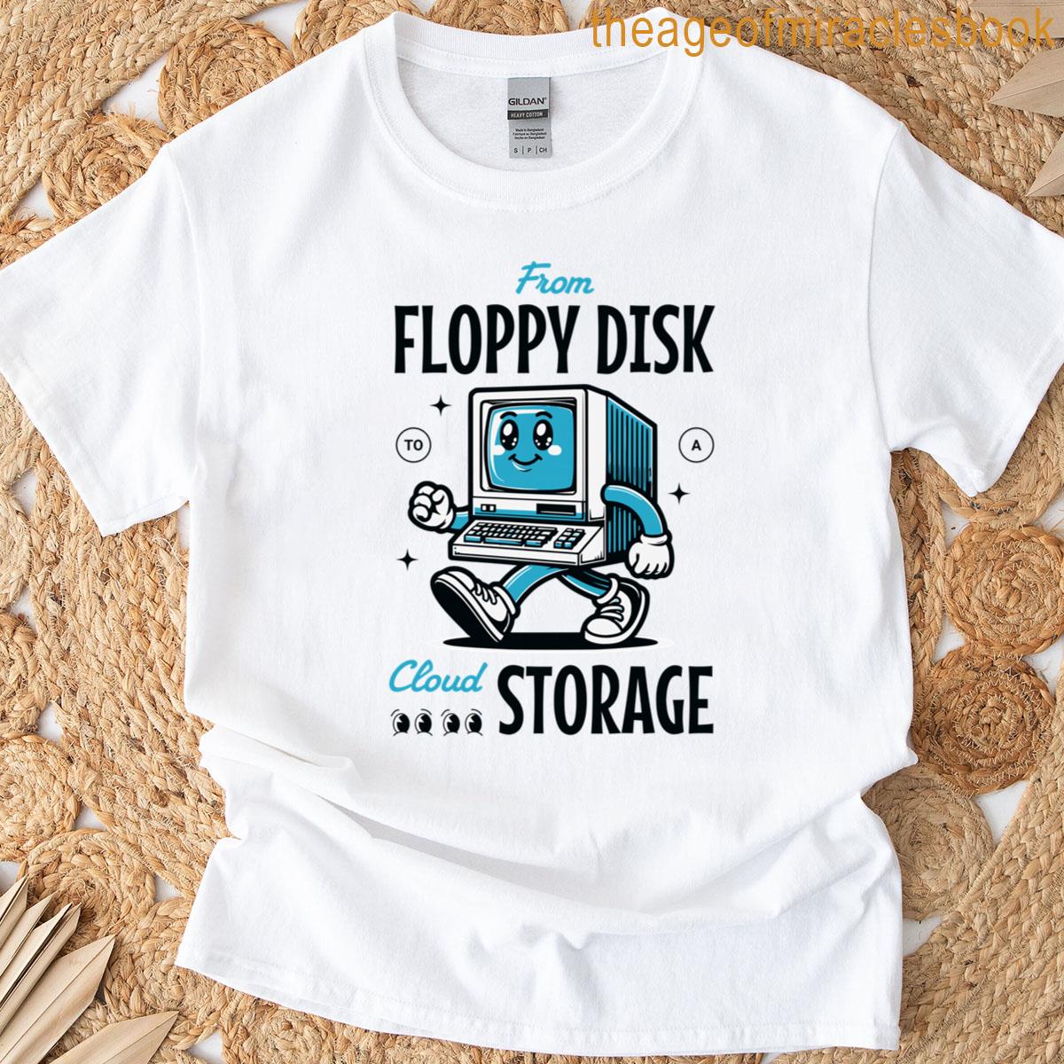 Retro Computer Tech Evolution Floppy Disk To Cloud Storage T-shirt