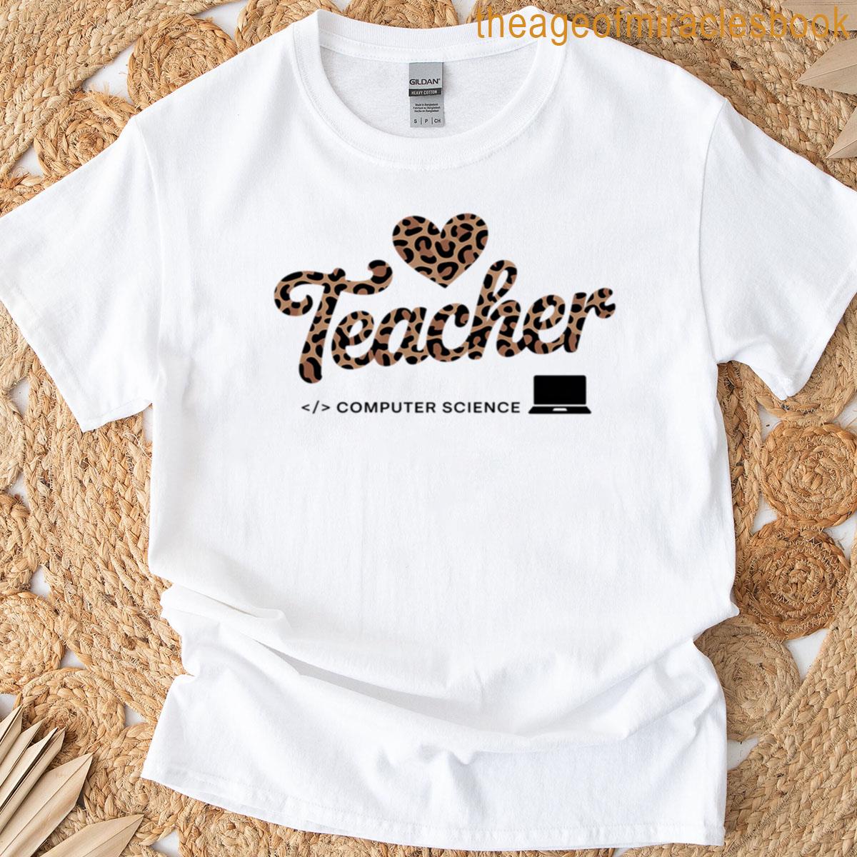 Computer Science Teacher Leopard Adults Back To School T-shirt