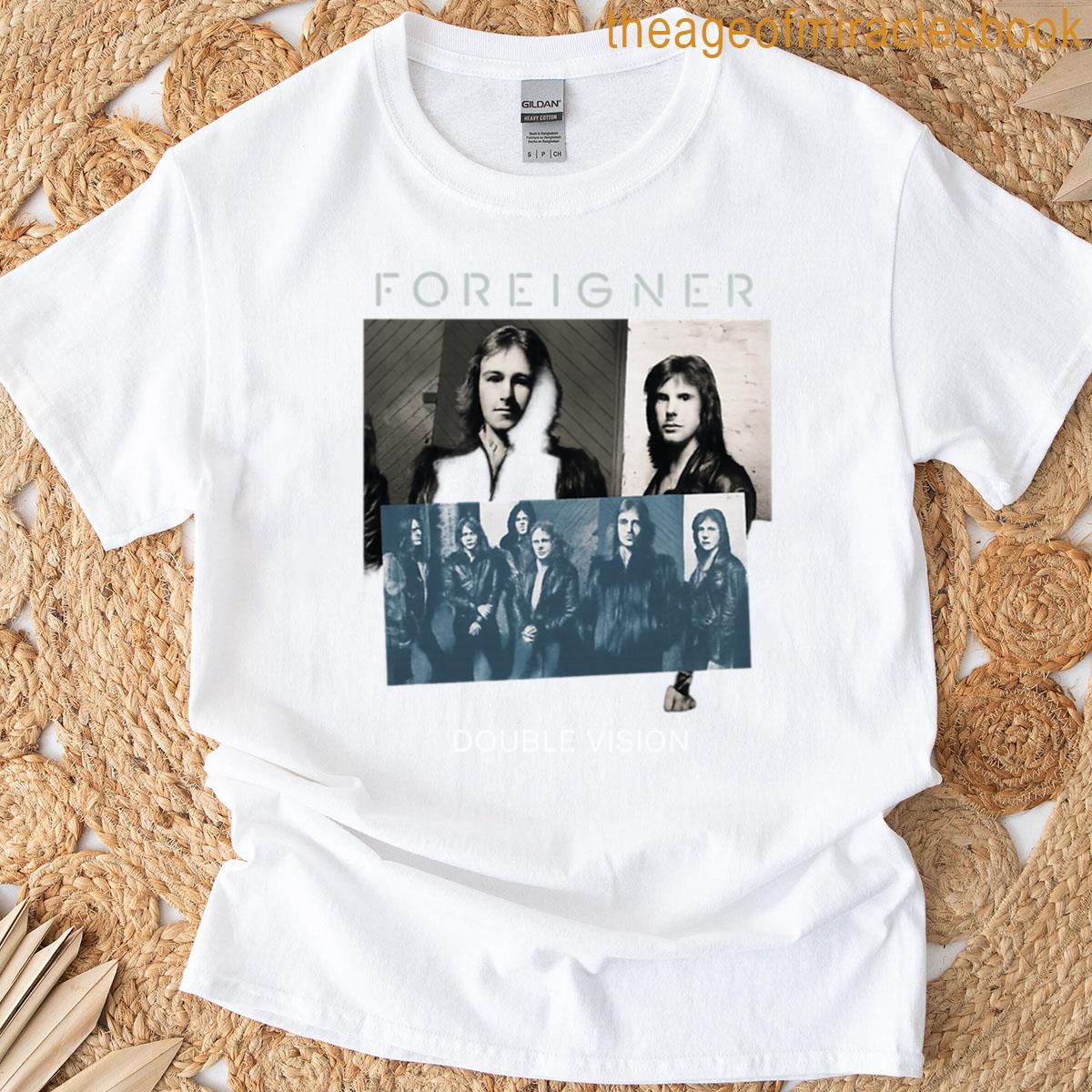 Foreigner Double Vision Blue Panel Collage T-shirt