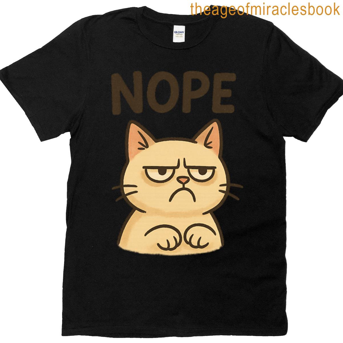 Grumpy Cat Nope Funny Cartoon Design T-shirt