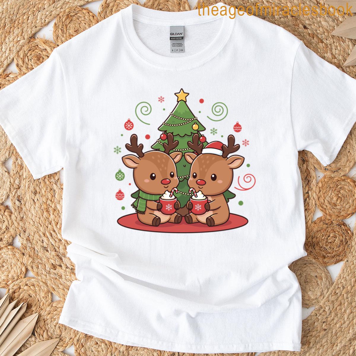 Reindeers Enjoying Hot Cocoa – Chibi T-shirt