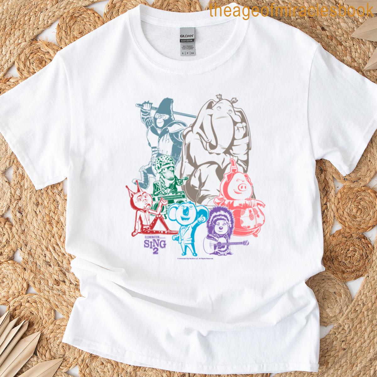 Sing 2 Neon Character Group Poster T-shirt