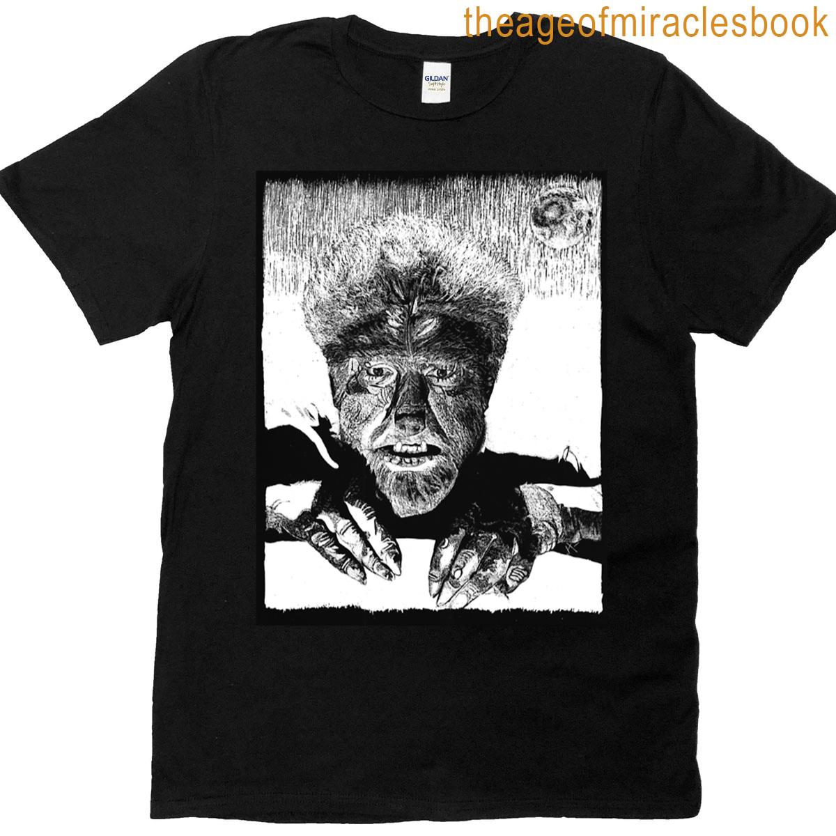 The Wolf Man In Scratchboard T-shirt