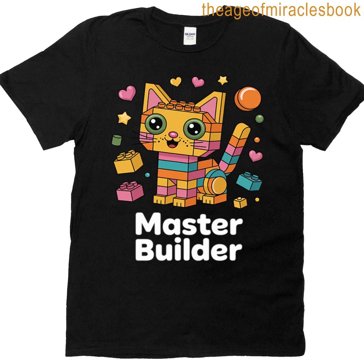Cat Brick Building Blocks Master Builder Cat Lover Kitten T-shirt