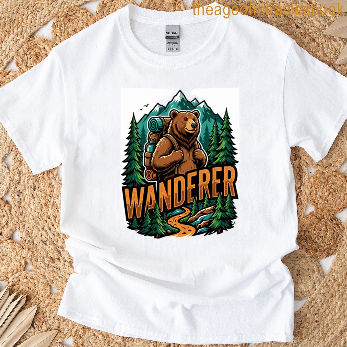 Wanderer Bear Forest Backpack Hiking T-shirt