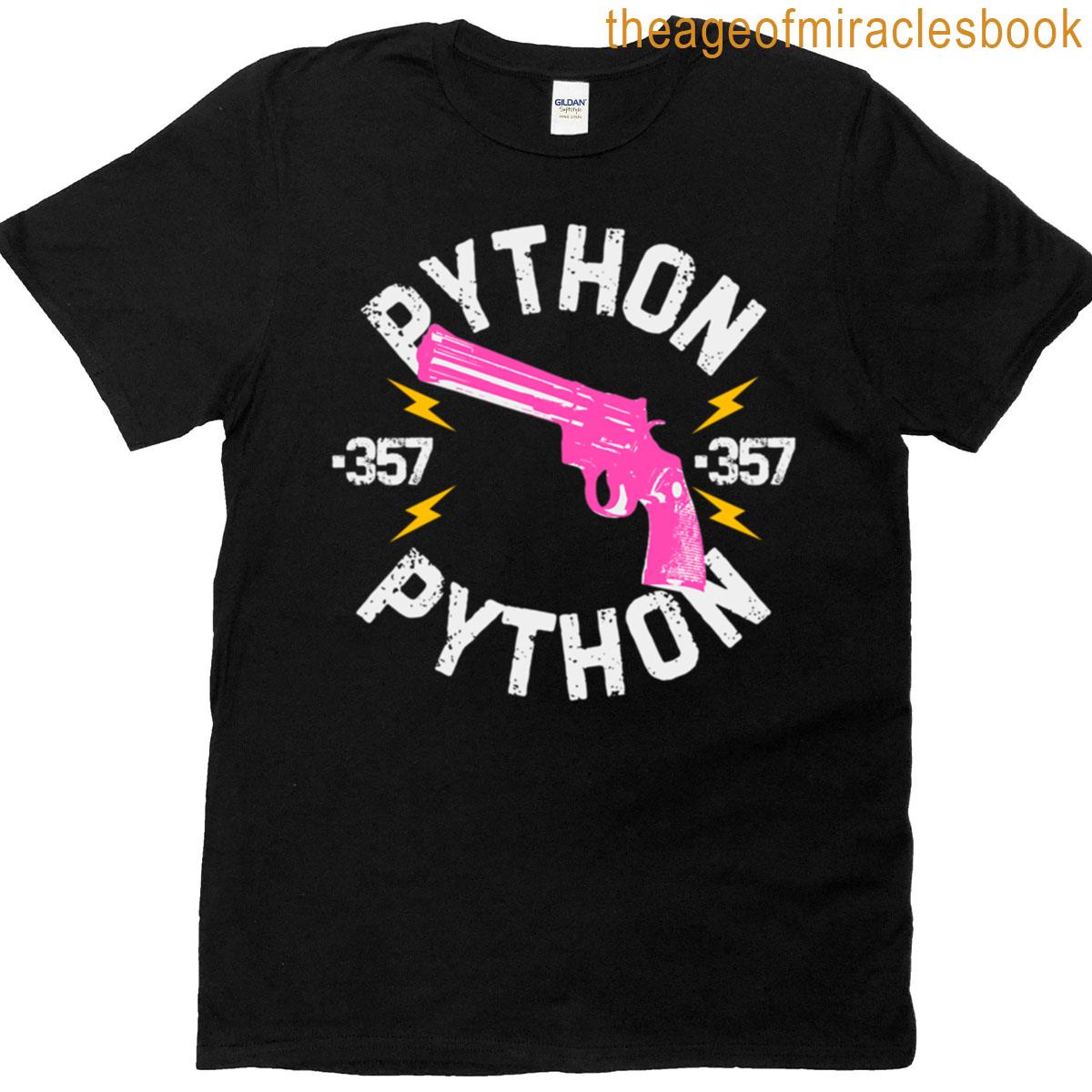 357 Magnum Python Biker Style Pink And White T-shirt