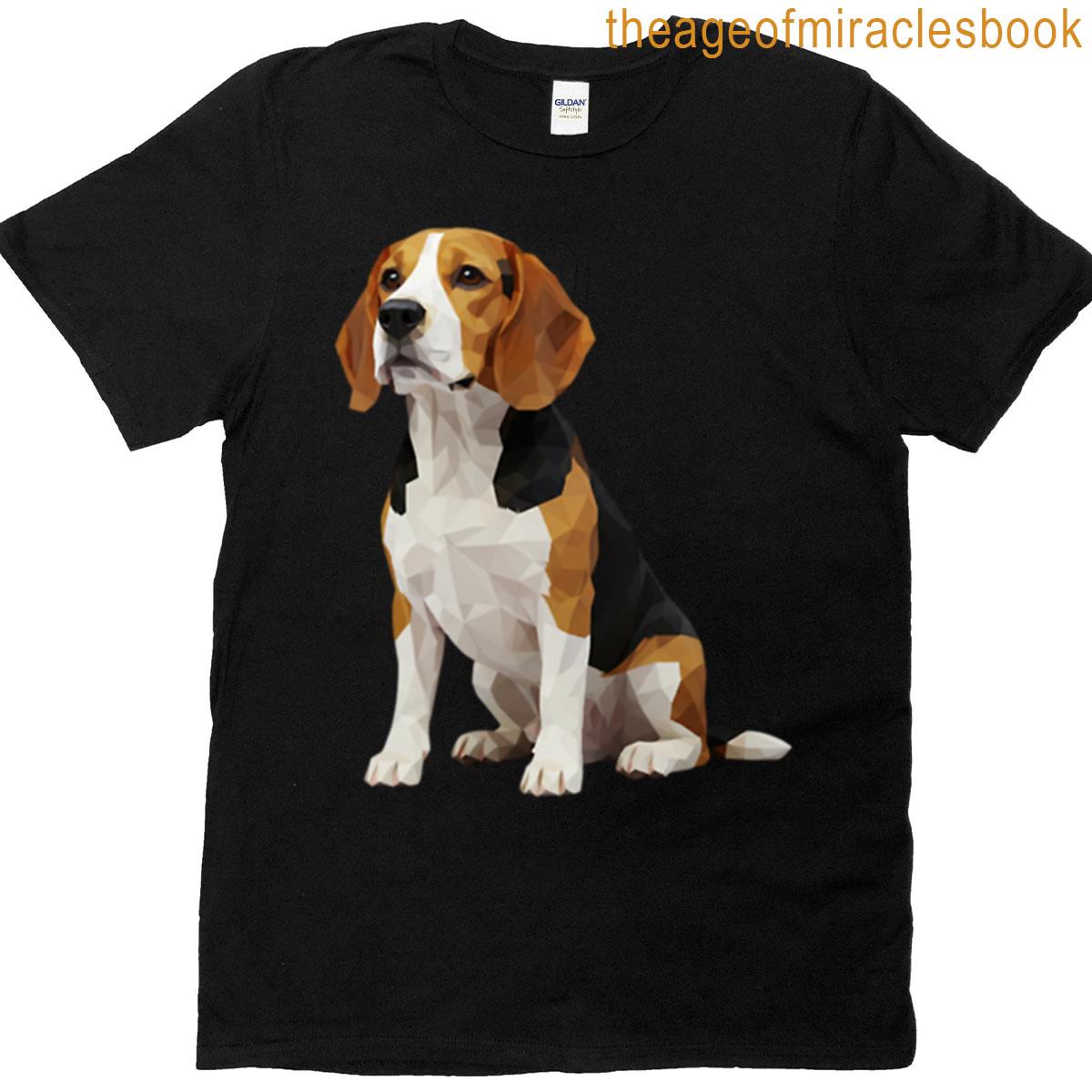 Beagle Sentado Low Poly Arte Digital Poligonal T-shirt