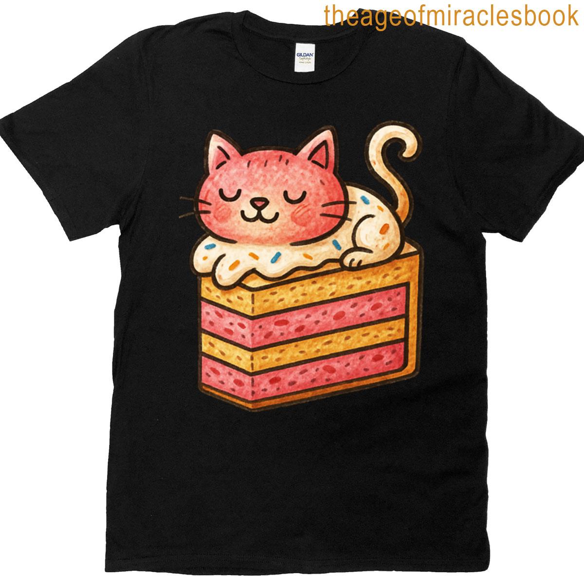 Cake Cat Illustration T-shirt