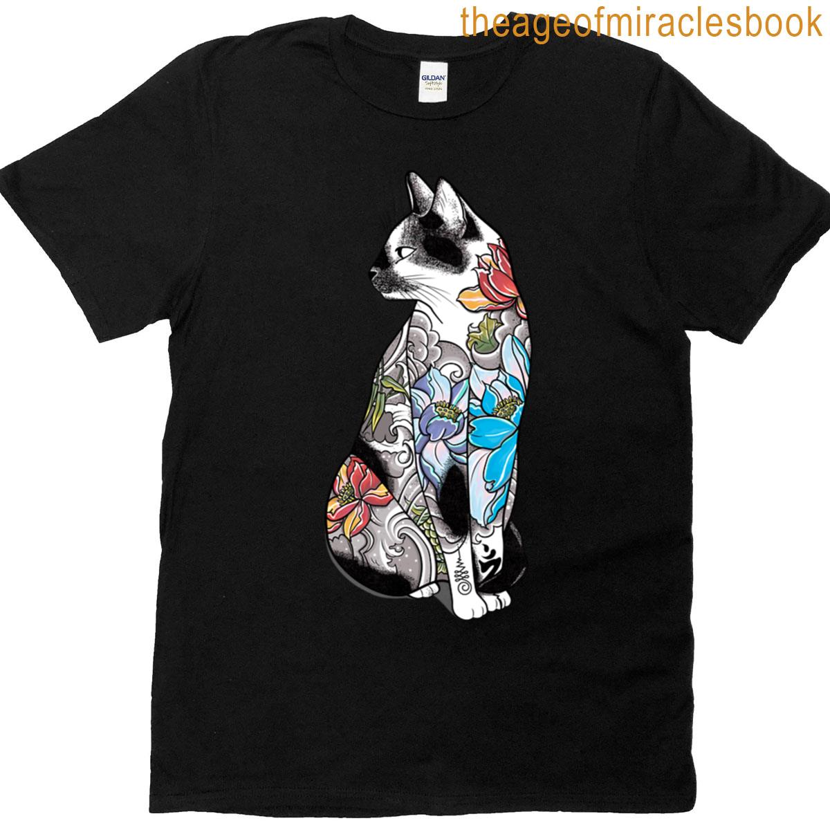 Cat In Lotus Tattoo T-shirt