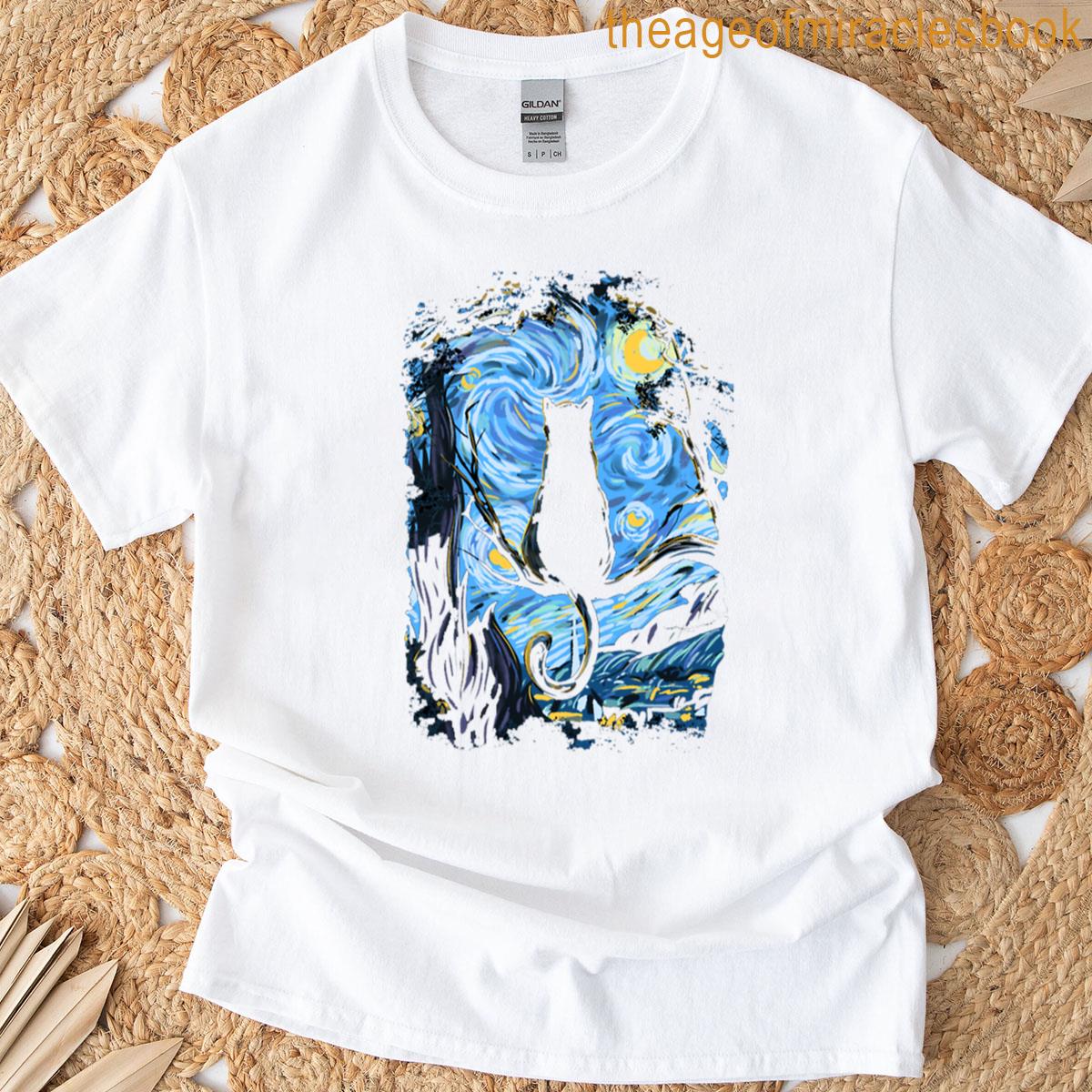 Cat Starry Night T-shirt
