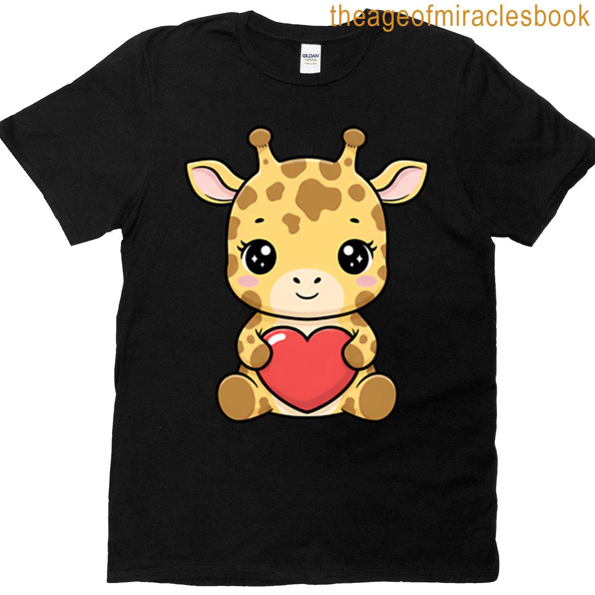 Cute Giraffe Holding Heart T-shirt