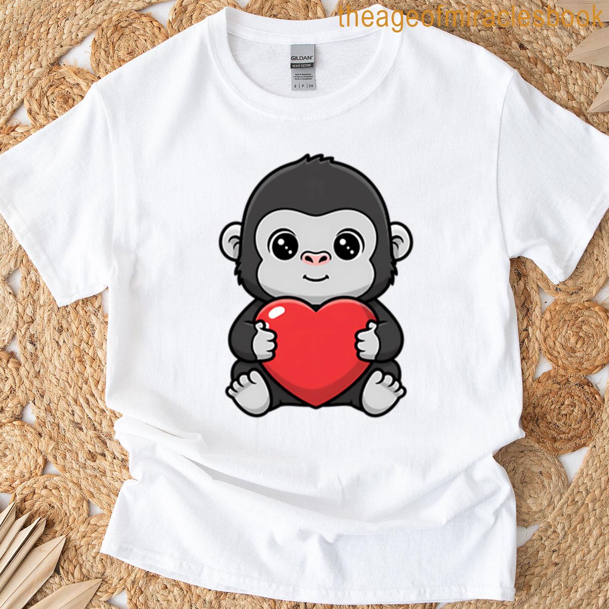 Cute Gorilla Holding Heart T-shirt