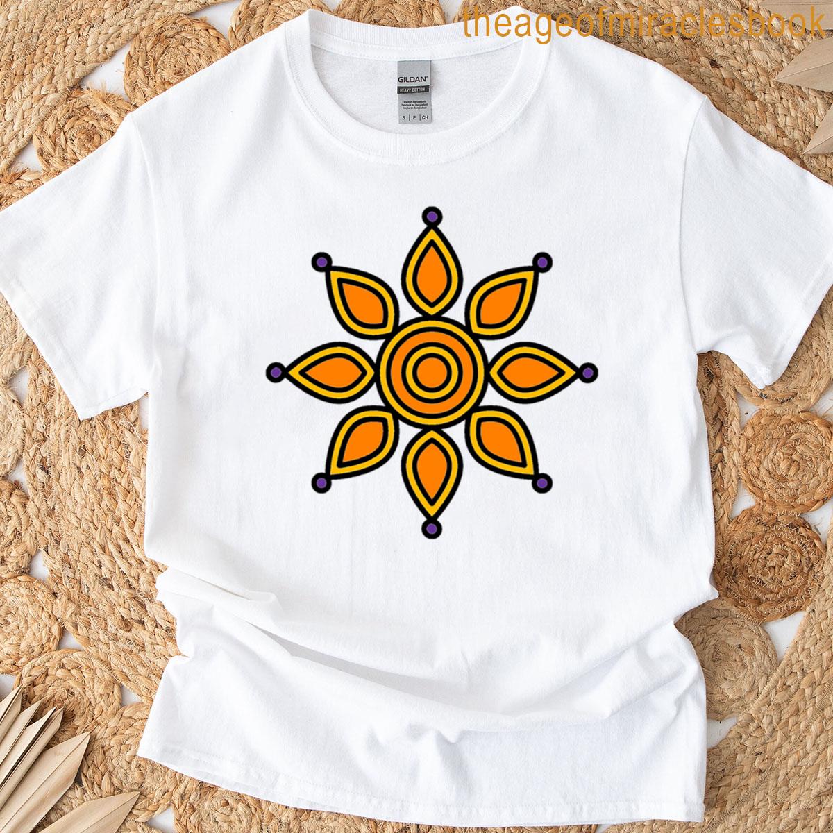 Orange Mandala Pattern Boho Decorative Art T-shirt