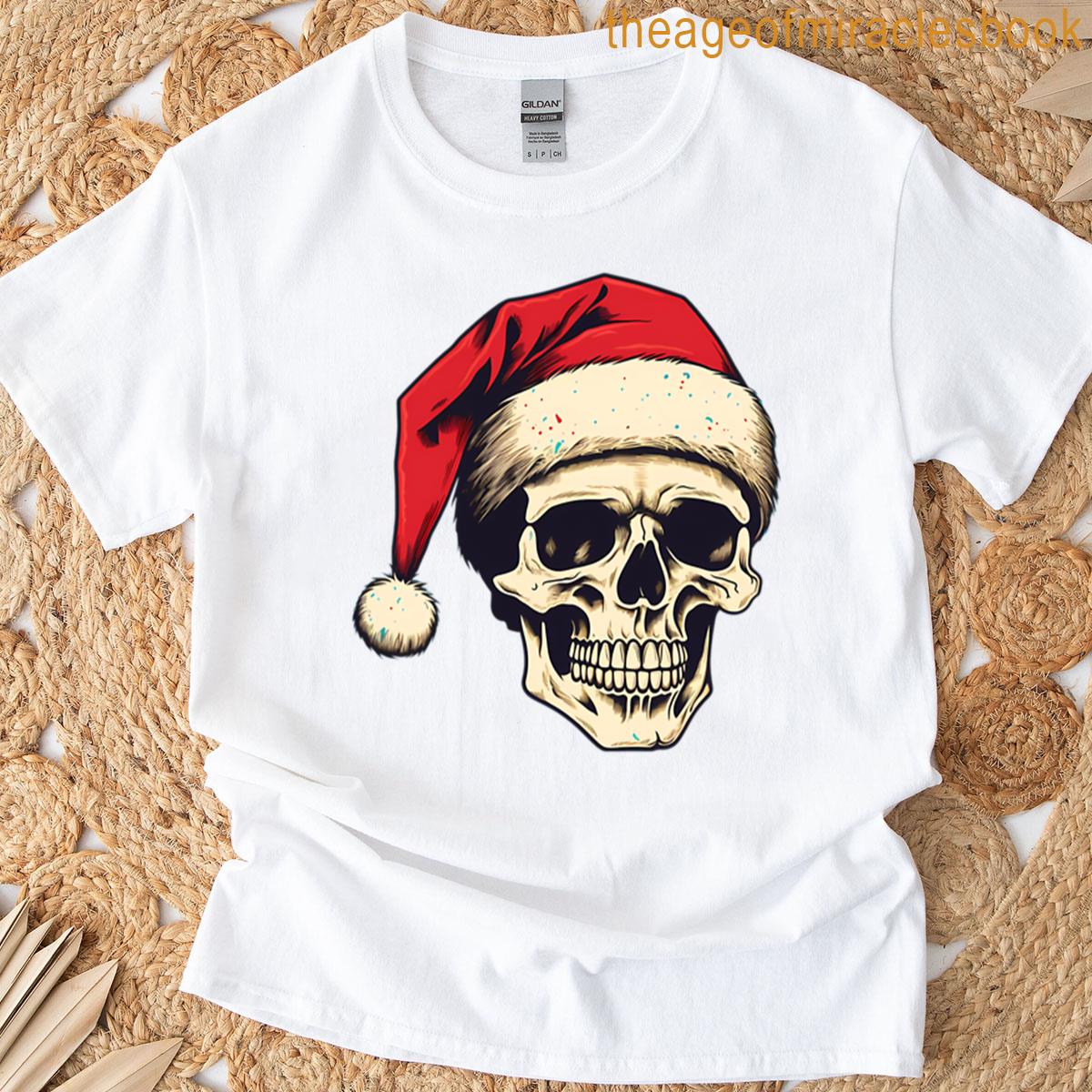 A Skull With Santa Clauss Hat T-shirt