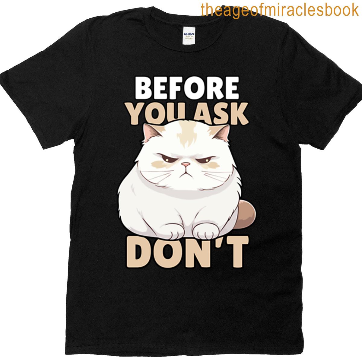 Grumpy Cat Quote Before You Ask Dont Introvert Sarcastic Humor T-shirt