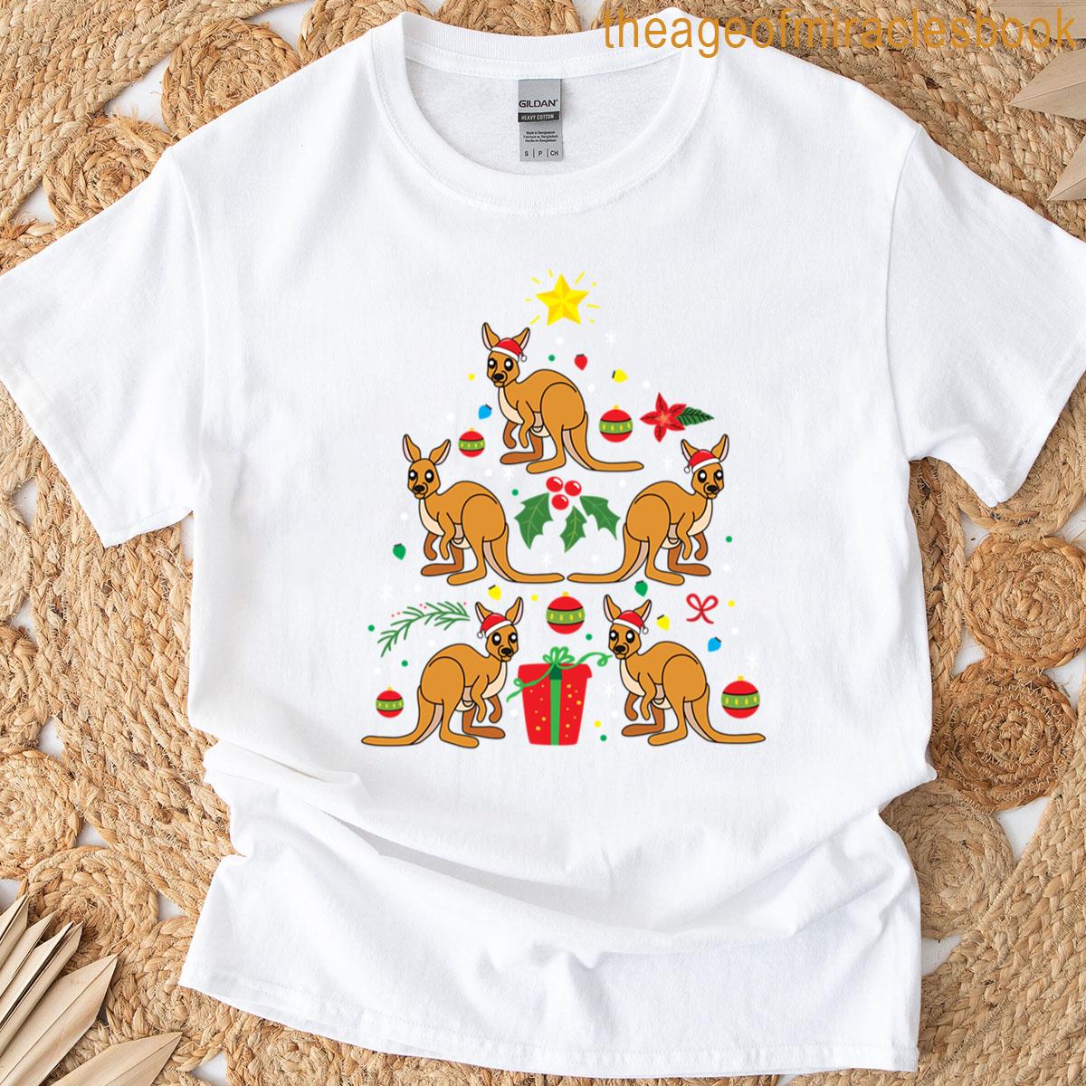 Kangaroo Christmas Ornament Tree T-shirt