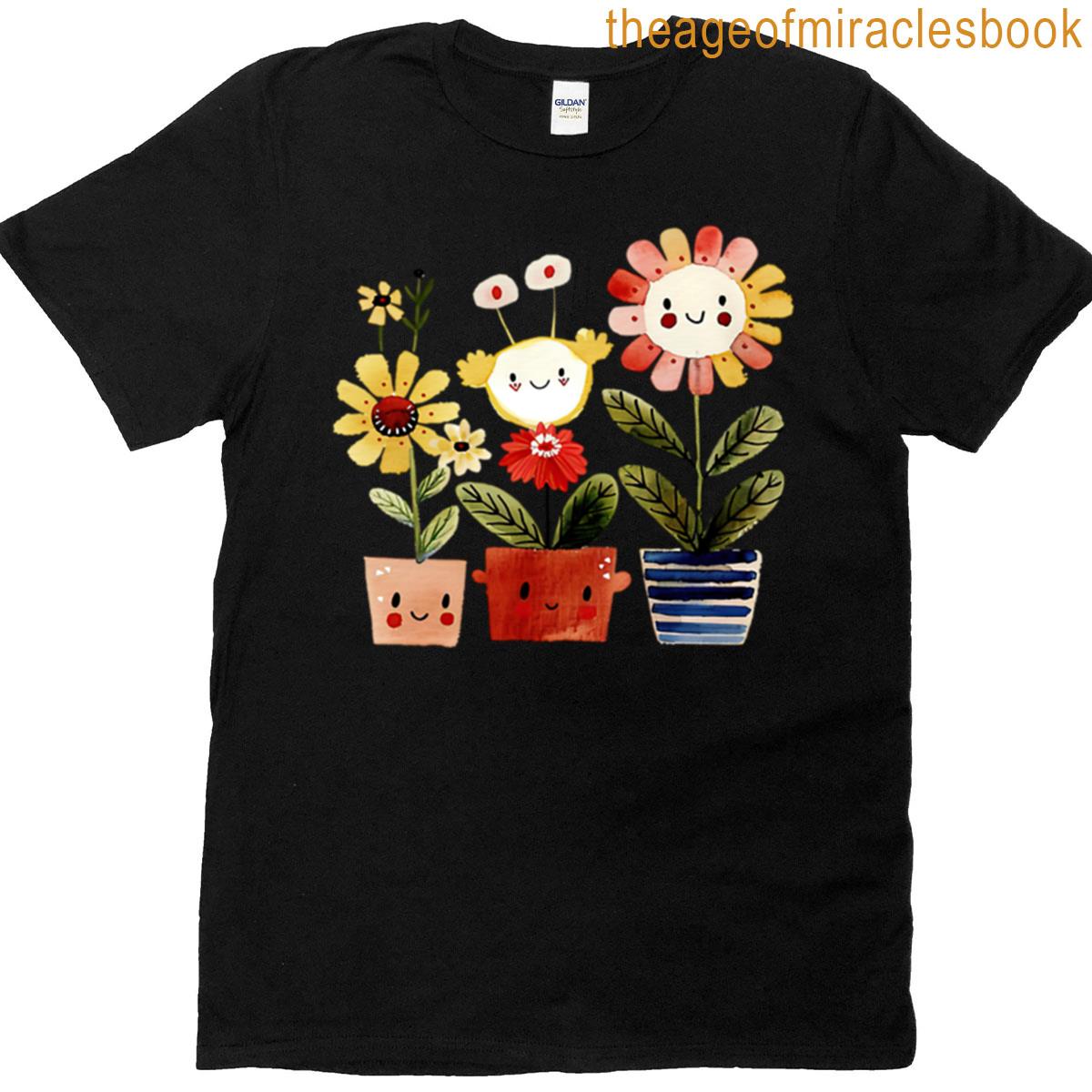 Cute Smiling Flower Pots T-shirt