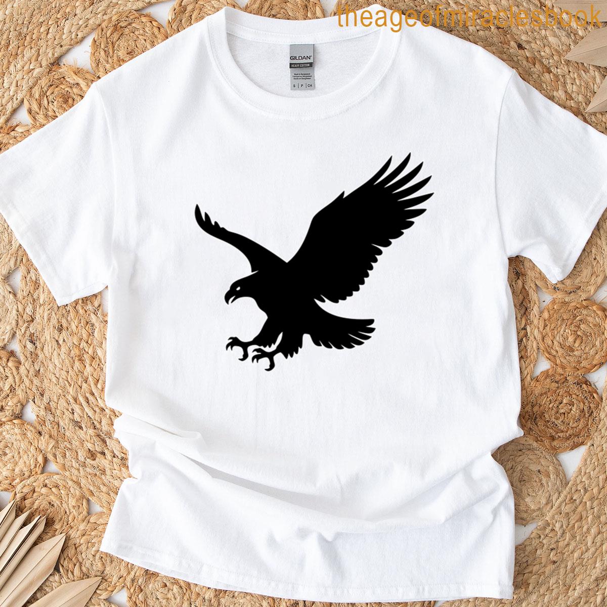Eagle Silhouette With Spread Wings On White Background T-shirt
