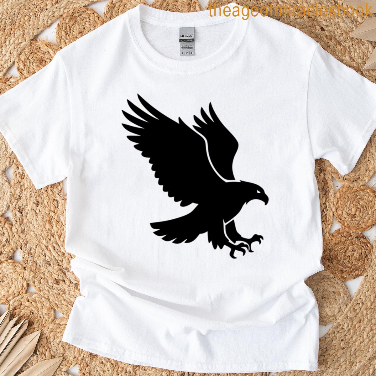 Flying Eagle Black Silhouette Isolated On White Background T-shirt