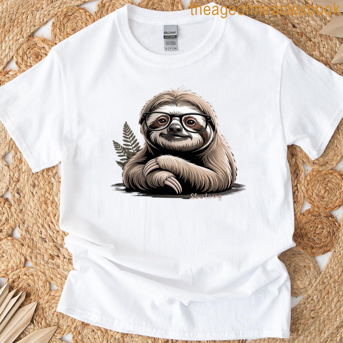 Lazy And Learned Sloth With Round Glasses T-shirt
