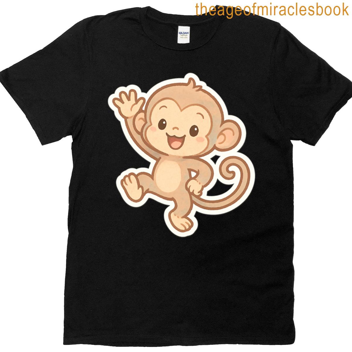 Pastel Cheerful Monkey Stickers T-shirt