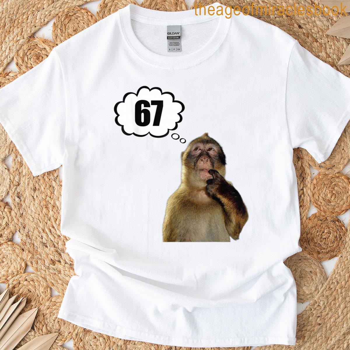 Funny Thinking Monkey Meme Six Seven 6 7 Meme T-shirt
