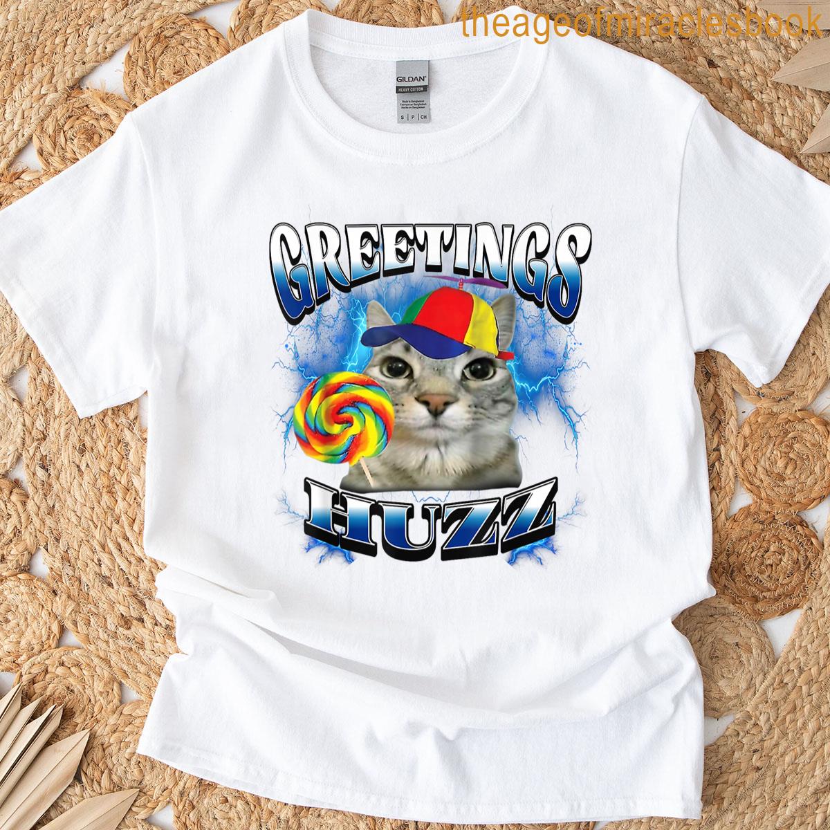 Greetings Huzz Funny Lollipop Cat Meme T-shirt