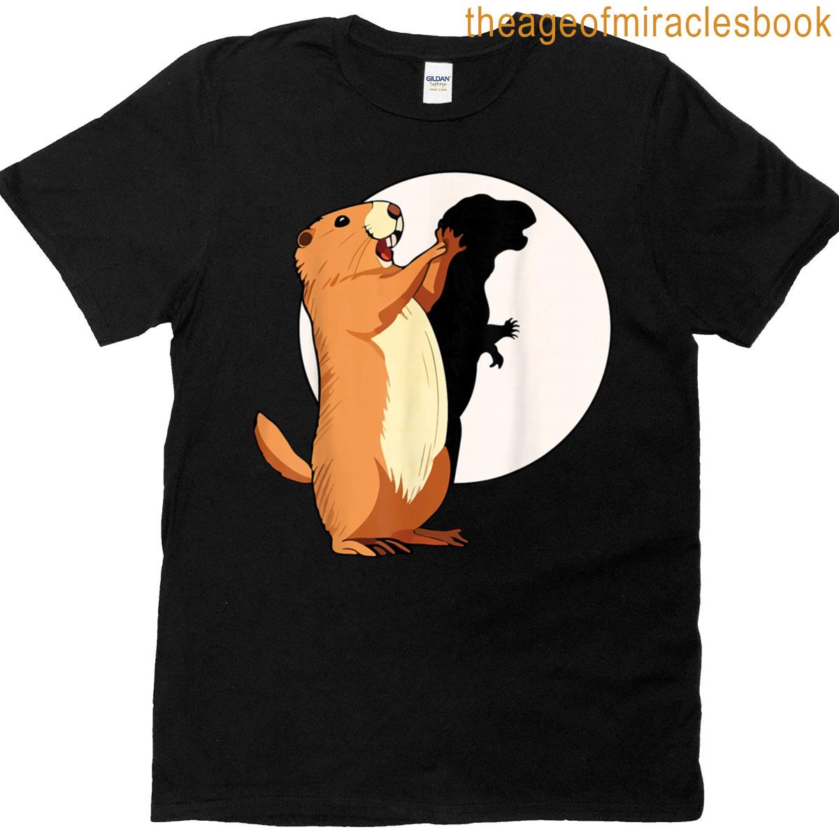 Groundhog Shadow Dinosaur Funny Puppet Happy Groundhog Day T-shirt