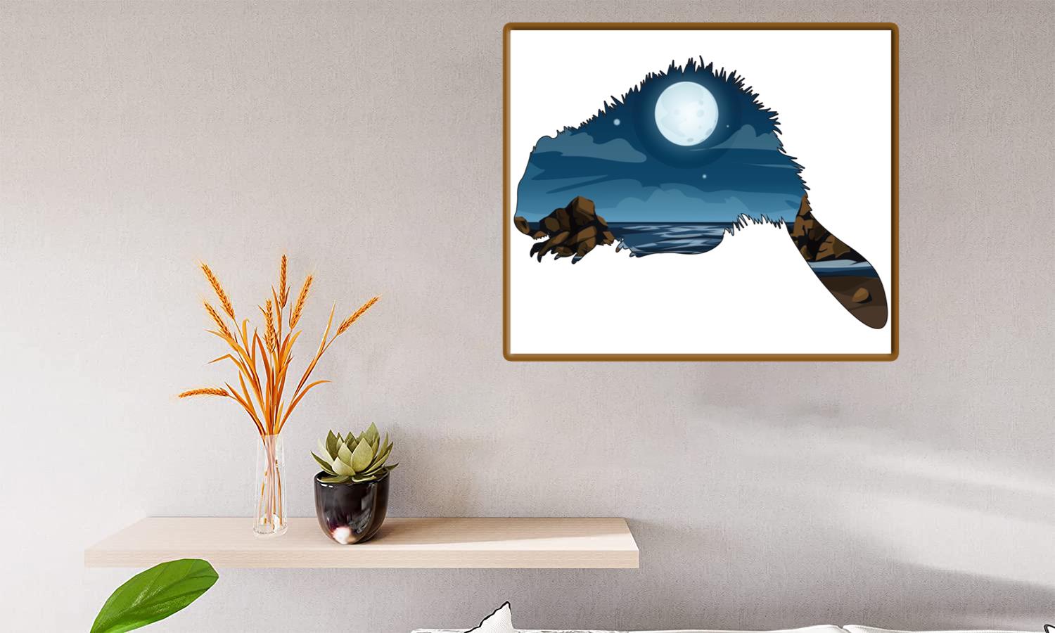 Alternative view of Full Moon Over The Ocean Beaver Canvas Print Canvas, Poster