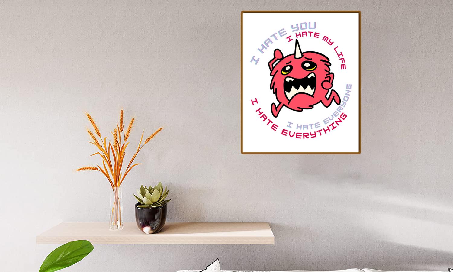 Alternative view of I Hate Colourful Emoji Scared Red Monster Canvas Print Canvas, Poster