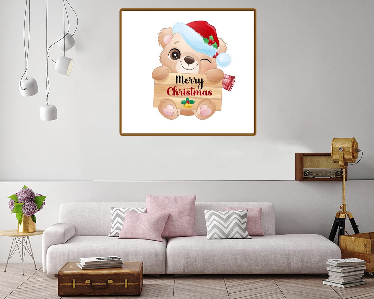Teddy Bear Merry Christmas Canvas Print Canvas, Poster