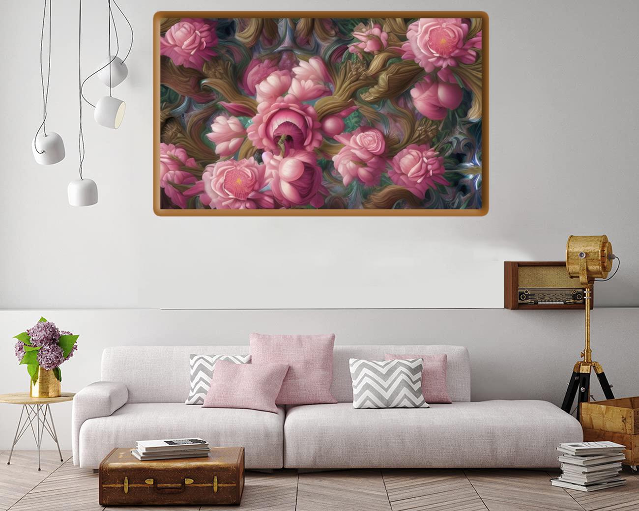 Floral Flow Pink Canvas Print Canvas, Poster Floral Flow Pink Canvas Print Canvas, Poster