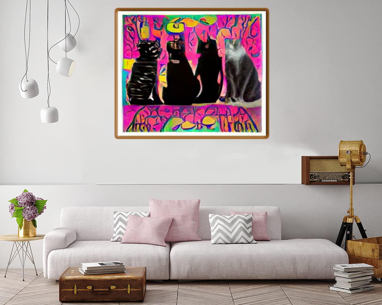 Psychedelic Kool Kats Canvas Print Canvas, Poster