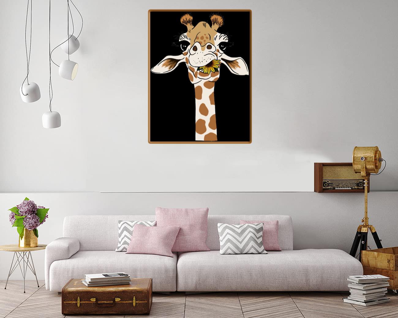 Giraffe With Sunflower Canvas Print Canvas, Poster Giraffe With Sunflower Canvas Print Canvas, Poster