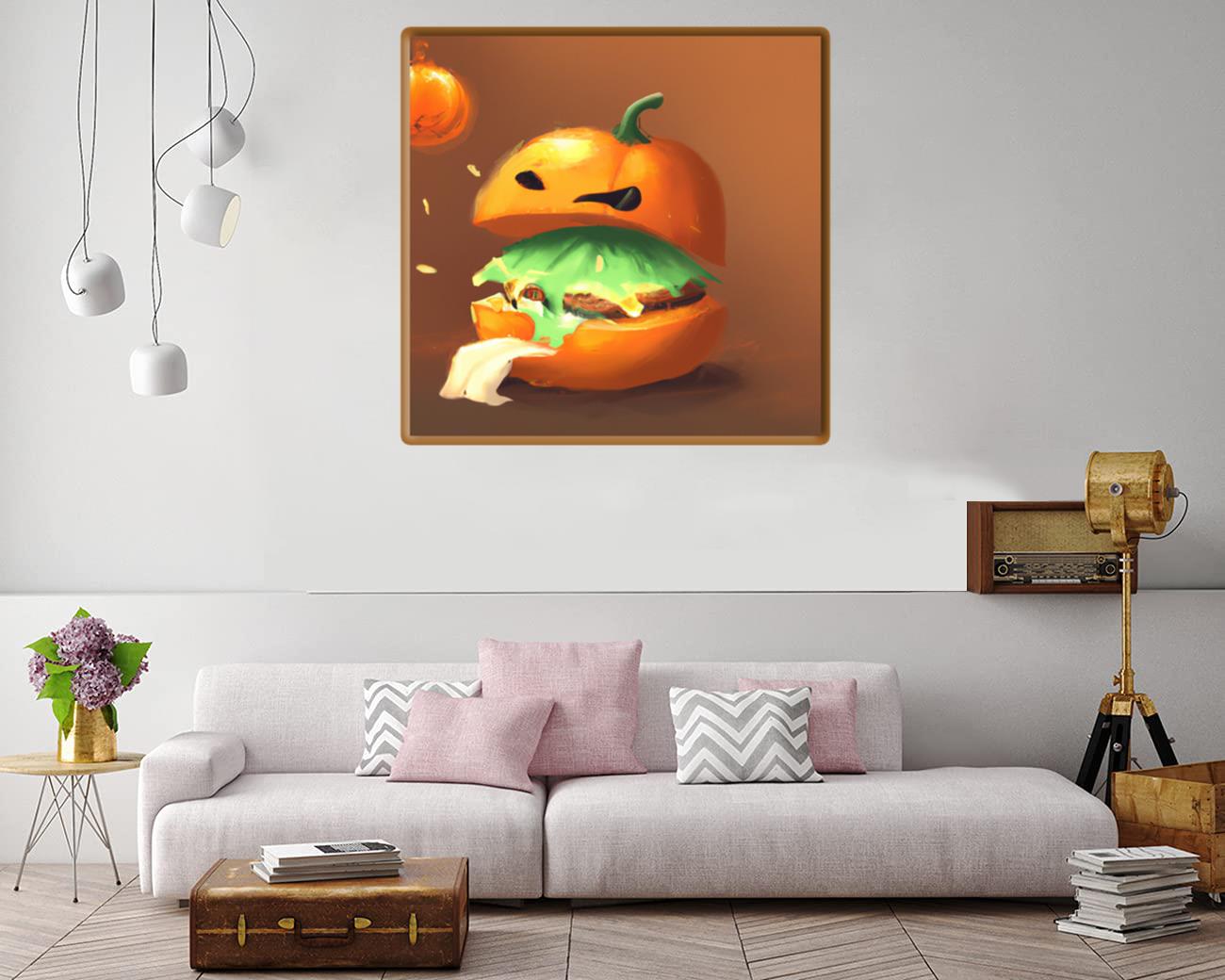 Pumpkin Burger Canvas Print Canvas, Poster