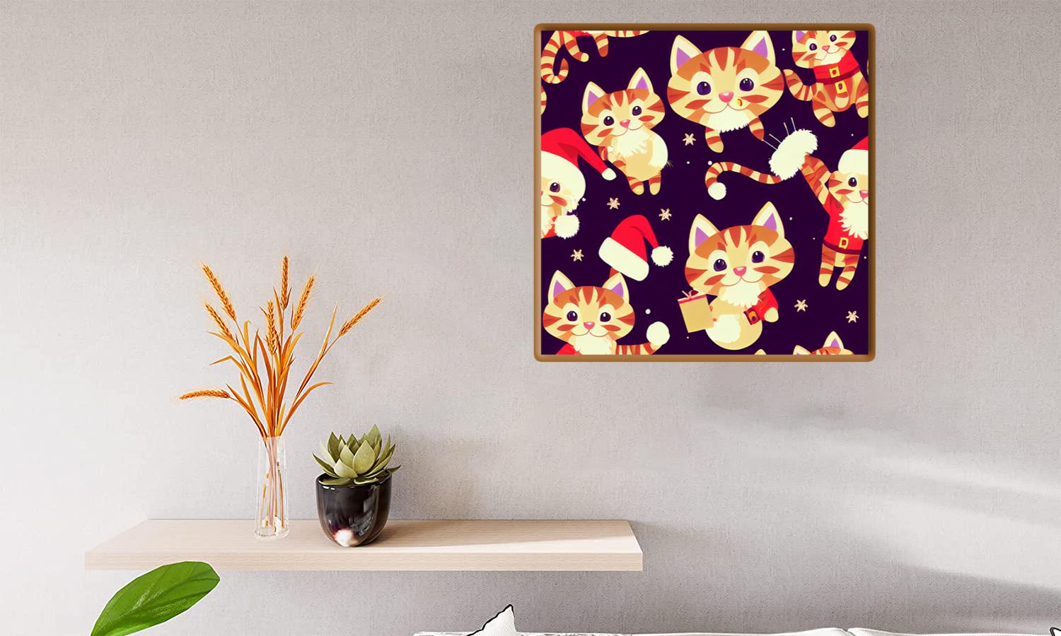 Alternative view of Santa Cat Kitten Pattern Canvas Print Canvas, Poster