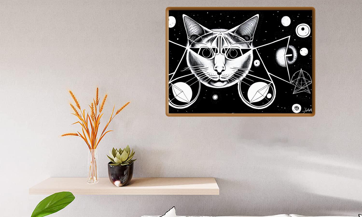 Alternative view of Space Cat Digital Art Work Canvas Print Canvas, Poster