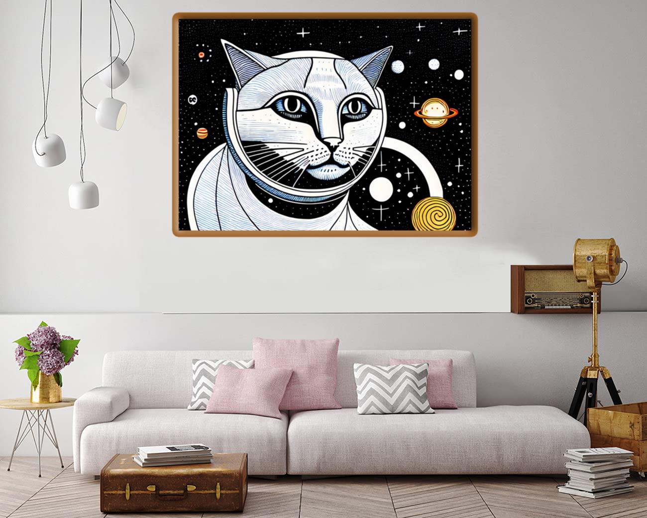 Space Cat Digital Artwork Canvas Print Canvas, Poster