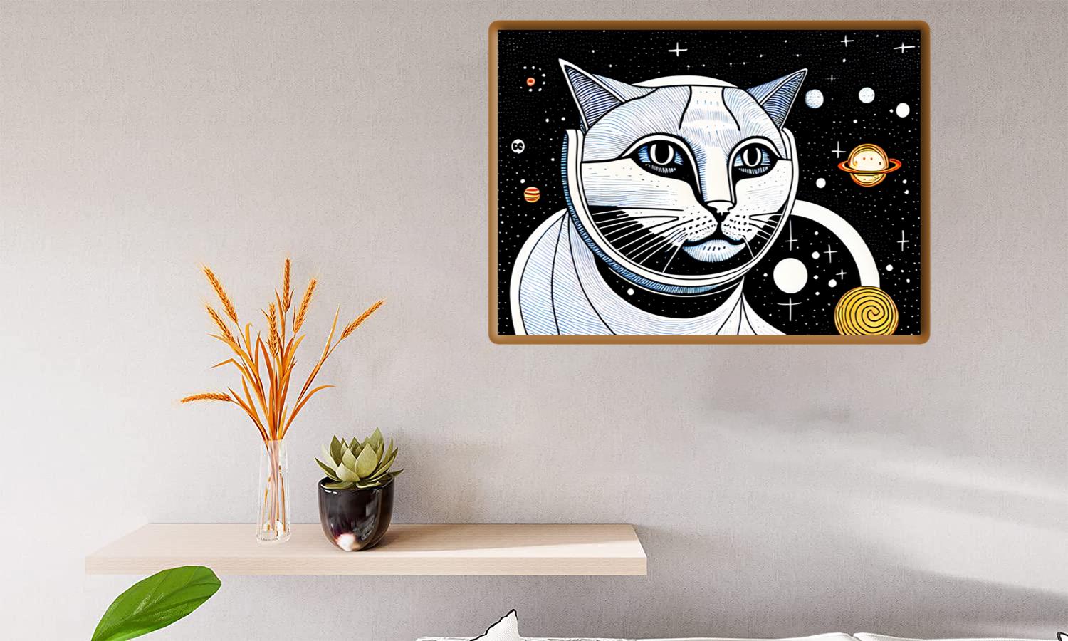Alternative view of Space Cat Digital Artwork Canvas Print Canvas, Poster