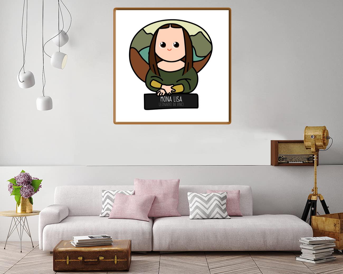 Tiny Mona Lisa Cartoon Canvas Print Canvas, Poster